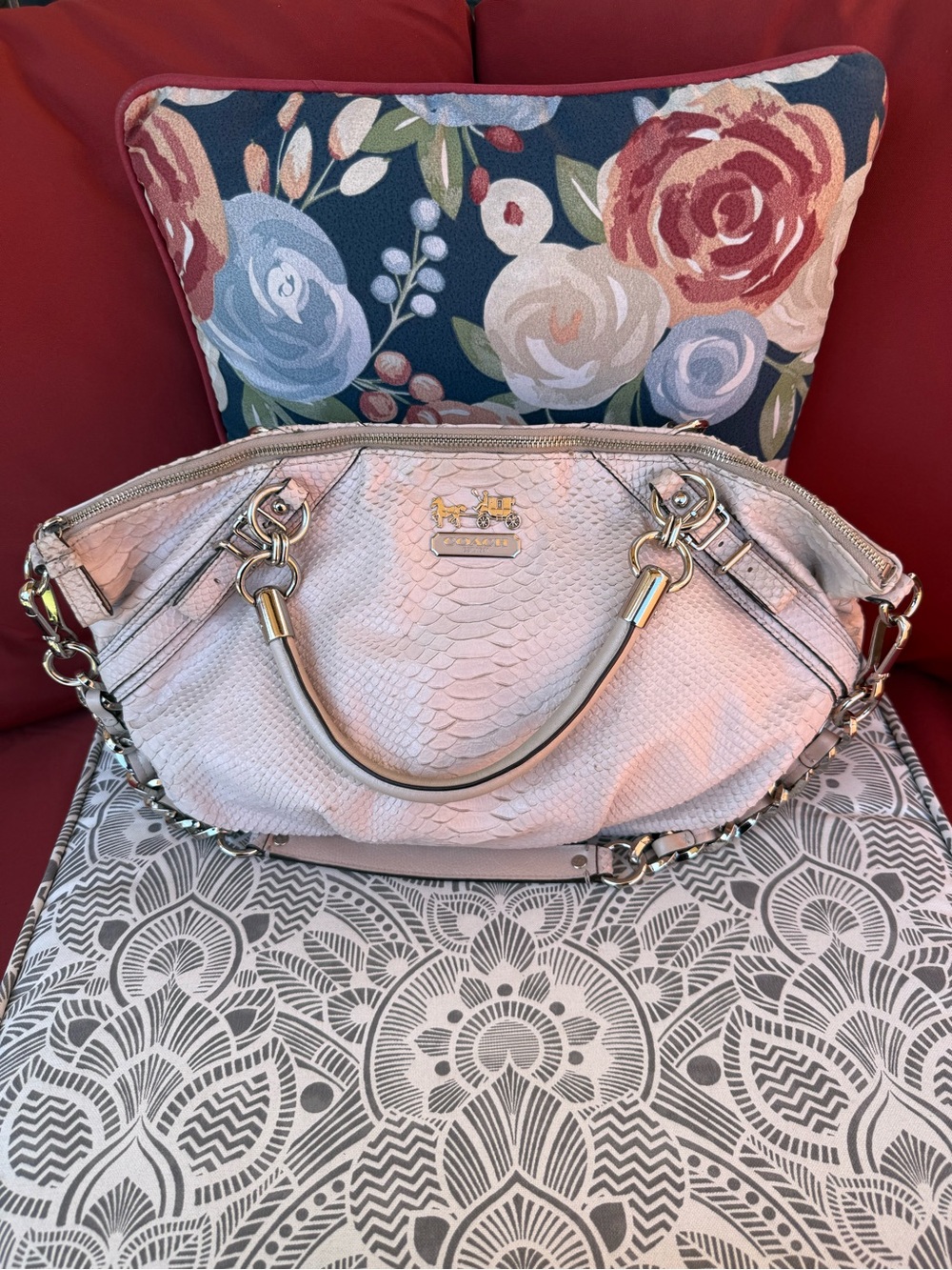 Coach Madison Sofia bag Embossed Python leather Satchel purse